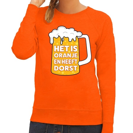 Het is oranje en heeft dorst sweater oranje dames