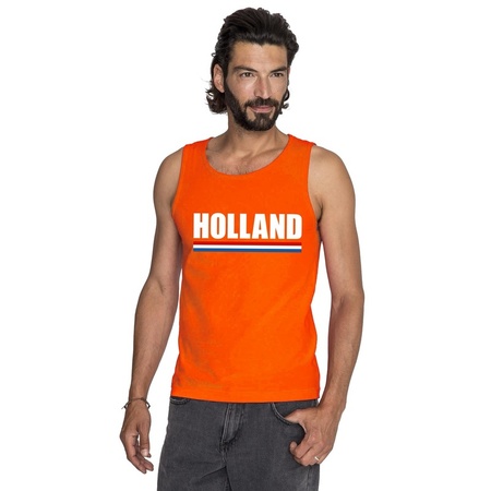 Holland supporter mouwloos shirt oranje heren