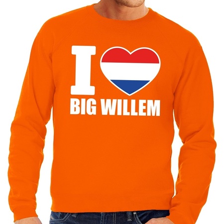 Grote maten I love big Willem trui oranje heren