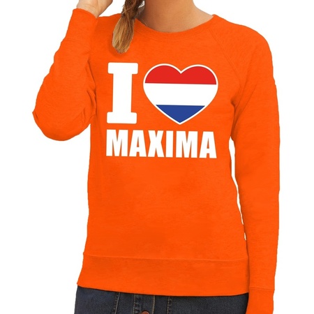 Oranje I love Maxima trui dames