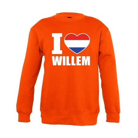Orange I love Willem sweater kids