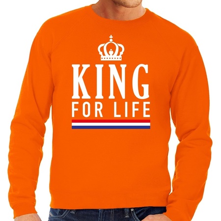 King for life sweater oranje heren