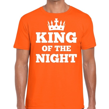 Oranje King of the night t-shirt met kroontje heren