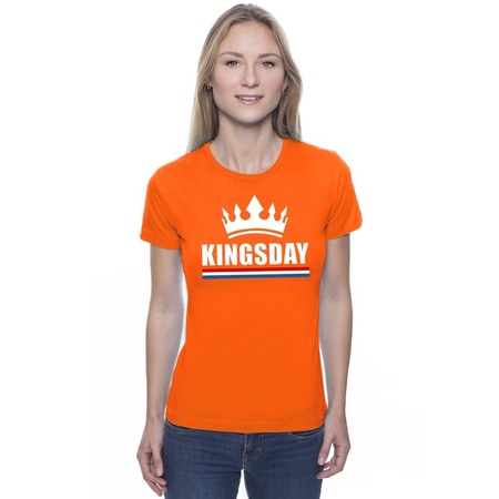 Kingsday met een kroon shirt oranje dames