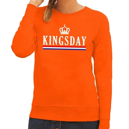 Kingsday met Hollandse vlag sweater oranje dames