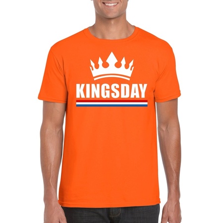 Kingsday met kroon shirt oranje heren