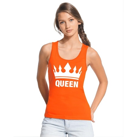 Koningsdag Queen topje/shirt oranje dames