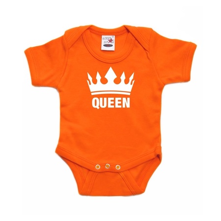 Oranje rompertje met kroon Queen voor babies