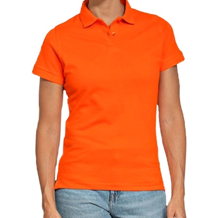 Oranje polo t-shirt girl power voor dames