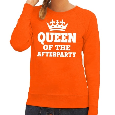 Queen of the afterparty sweater oranje dames