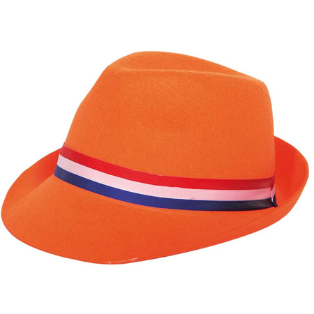 Al capone hoed oranje met lint
