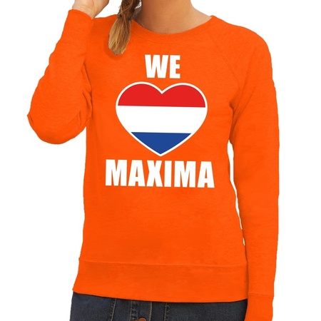 Oranje We love Maxima trui voor dames
