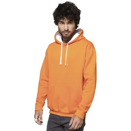Oranjewitte heren truiensweaters met hoodiecapuchon | Fun
