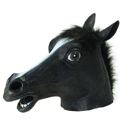 Black horse mask made of rubber