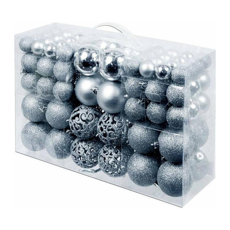 Pakket met 100 voordelige zilveren kerstballen