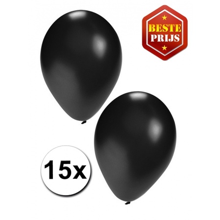 Party ballonnen - 15x stuks - zwart - 27 cm