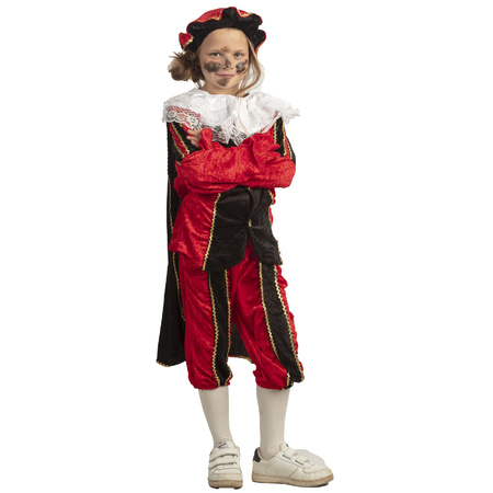 Piet verkleed kostuum 4-delig - rood/zwart - polyester - voor kinderen