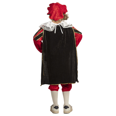 Piet verkleed kostuum 4-delig - rood/zwart - polyester - voor kinderen
