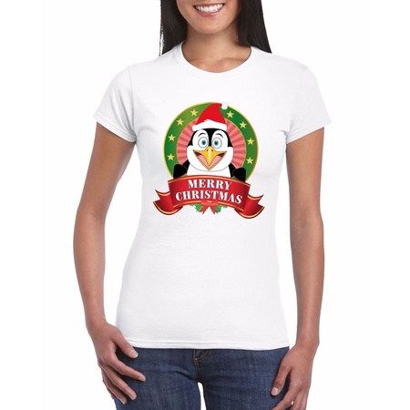Fout Kerstmis shirt met pinguin print voor dames