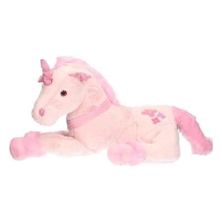 Pluche unicorn knuffel roze 62 cm