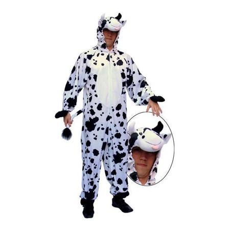 Plush cow costume with zipper
