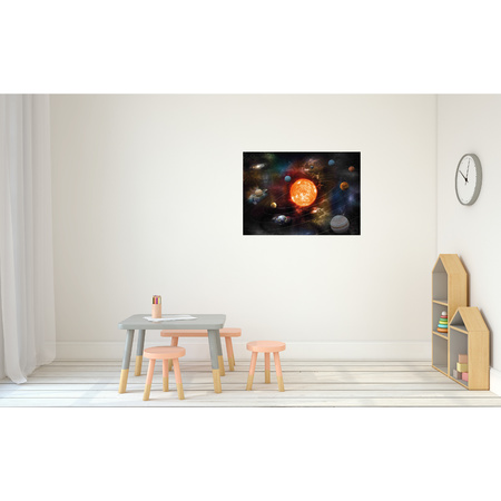 Leerzame melkwegstelsel poster A1 met planeten voor op kinderkamer / school / decoratie 84 x 59 cm