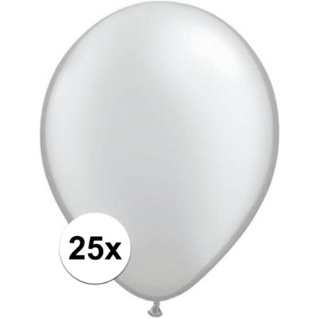 25x Metallic zilveren Qualatex ballonnen