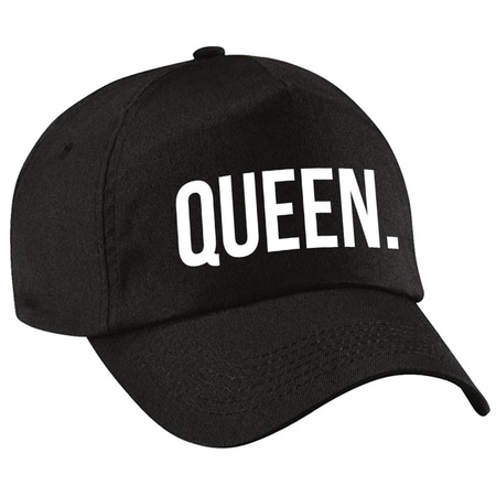 Queen pet / cap zwart met witte letters voor meisjes