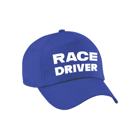 Carnaval verkleed pet / cap race driver/auto coureur blauw jongens en meisjes