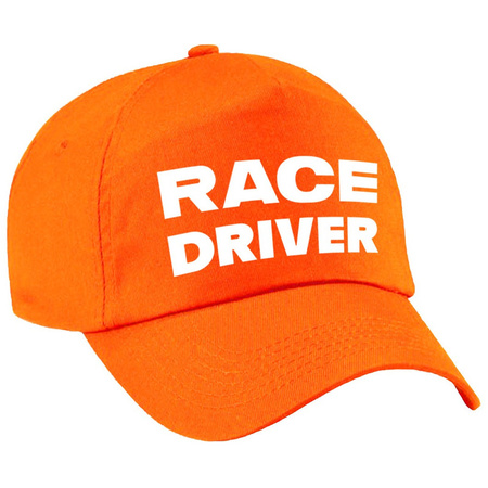 Carnaval verkleed pet  / cap race driver/auto coureur oranje voor meisjes en jongens