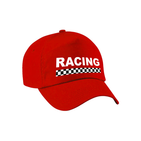 Carnaval cap racing / finish flag red for adults