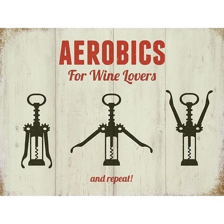 Metalen plaatje Aerobics For Wine Lovers 30 x 40