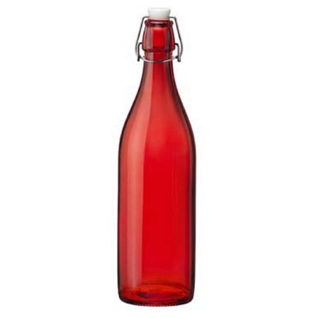 Rode giara waterflessen van 1 liter met dop