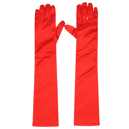 Satijnen handschoenen rood
