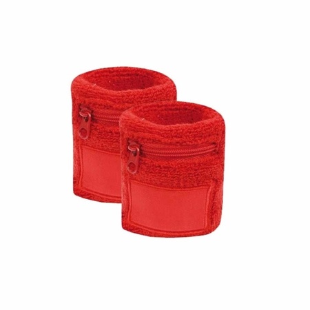 Red wrist sweatband with zipper 2x