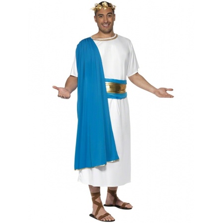 Romeins kostuum heren blauw/ wit