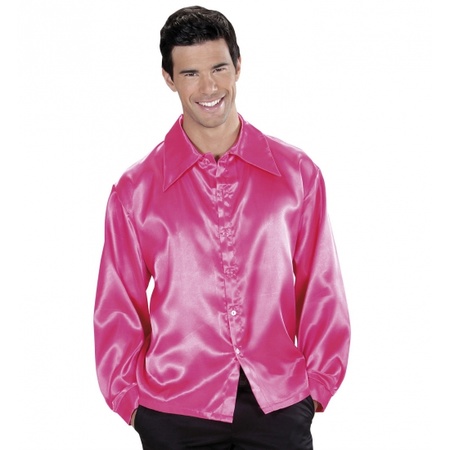 Roze satijnen disco blouse