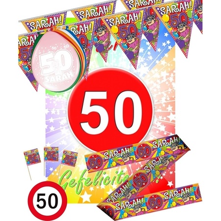 Vijftig/50 jaar Sarah feestartikelen M versiering voor verjaardag | Fun en Feest
