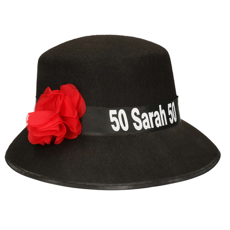 Sarah 50 jaar verkleed hoedje