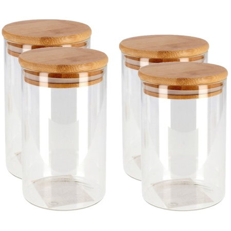 Set van 4x transparante keuken voorraadpot borosilicaatglas 1300 en 950 ml