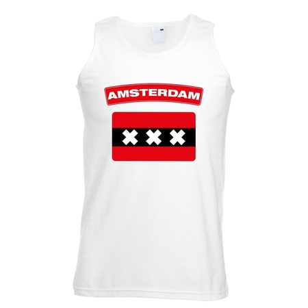 Amsterdam vlag mouwloos shirt wit heren