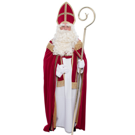 Saint Nicholas costume deluxe cotton velvet with miter for adults