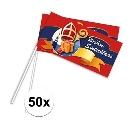 Welcome Sinterklaas waving flags 50 pcs