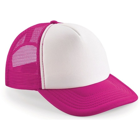 Snapback trucker cap fuchsia pink/white for adults