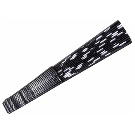 Spaanse handwaaier - zwart/wit - kunststof/polyester - 42 x 24 cm