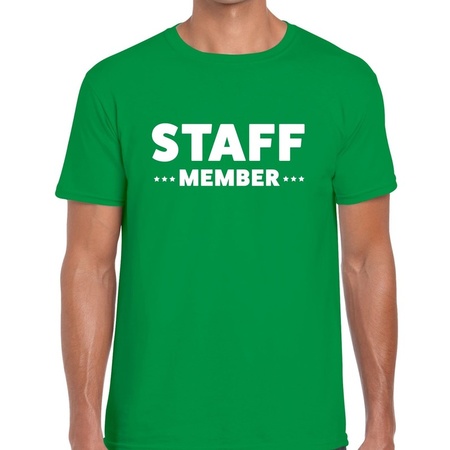 Personeel t-shirt groen met staff member bedrukking voor heren