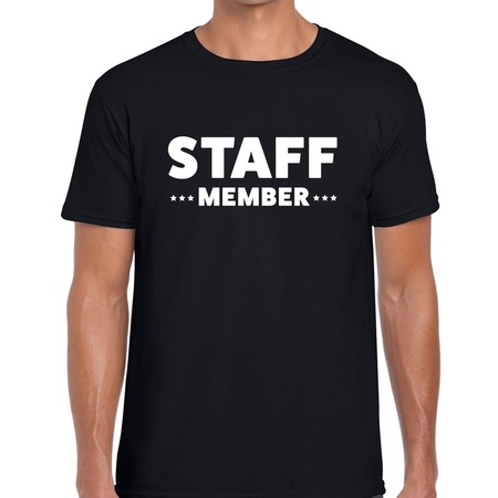 Personeel t-shirt zwart met staff member bedrukking voor heren