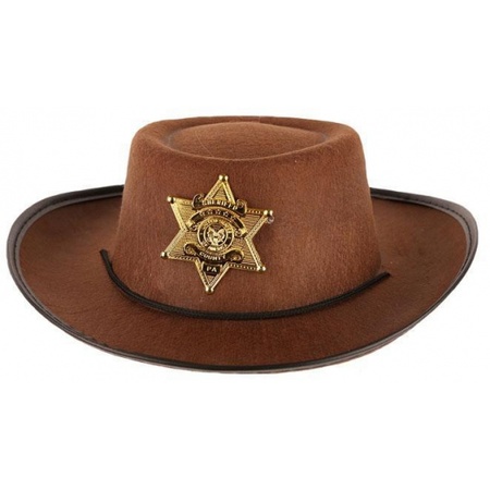 Carnaval Verkleed set - Cowboy hoed bruin/zakdoek rood/holster met revolver - voor kinderen