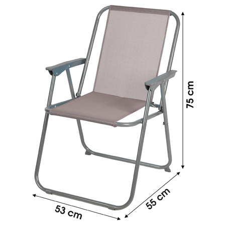 Sunnydays Picnic camping/strand stoel - aluminium - inklapbaar - beige - L53 x B55 x H75 cm