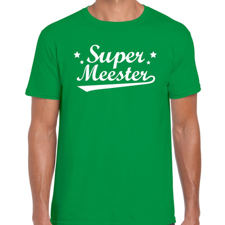 Super meester fun t-shirt groen voor heren - Einde schooljaar/ meesterdag cadeau